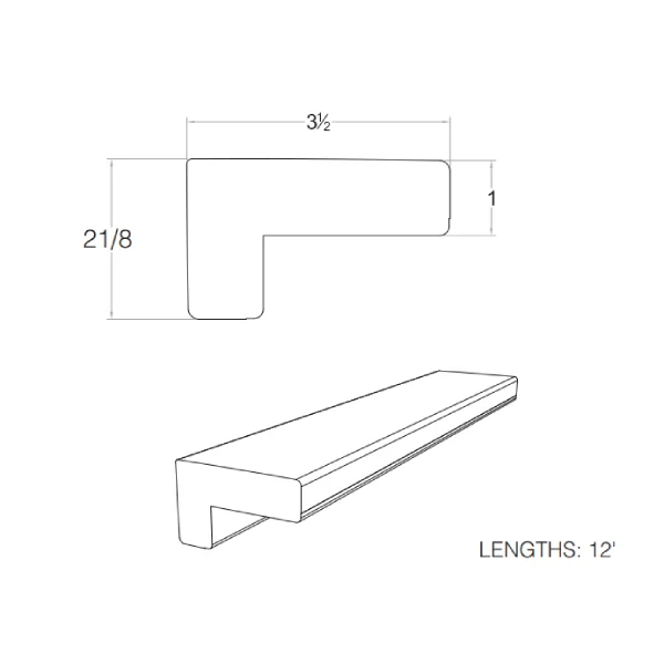 Zuri Weathered Gray PVC Decking 12ft Trim Nosing Solid