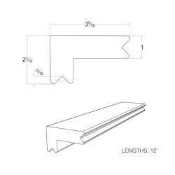 Zuri Weathered Gray PVC Decking 12ft Trim Nosing Grooved