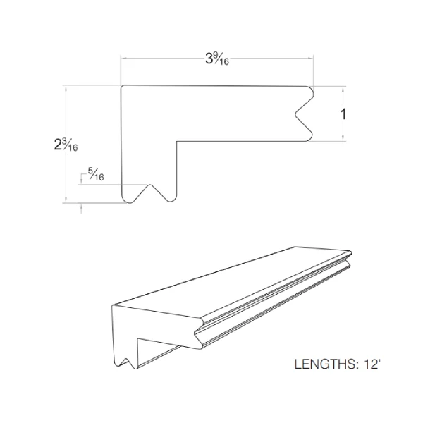 Zuri Weathered Gray PVC Decking 12ft Trim Nosing Grooved