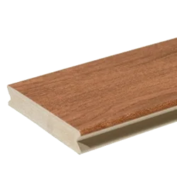 Zuri Pecan PVC Decking 4inch Sample , Zuri Pecan PVC Decking 20ft Grooved