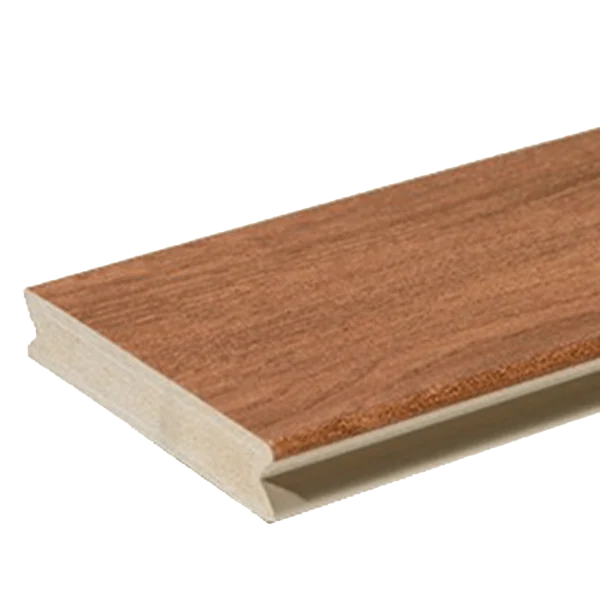 Zuri Pecan PVC Decking 4inch Sample , Zuri Pecan PVC Decking 20ft Grooved