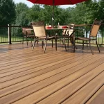 Fiberon Paramount Brownstone PVC decking with warm brown woodgrain texture