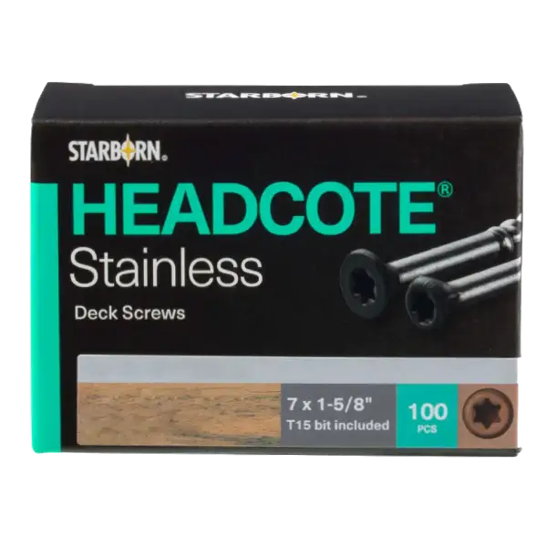 Headcote Stainless Fascia Screw 1-5/8 (PVC) x 100/pack