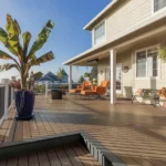 TimberTech Edge Prime Plus Coconut Husk composite decking in sun-washed beige