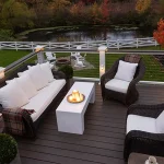 TimberTech Legacy Mocha composite decking with dark hand-scraped wood texture