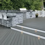 TimberTech Edge Prime+ Sea Salt Gray composite decking with cool-toned woodgrain