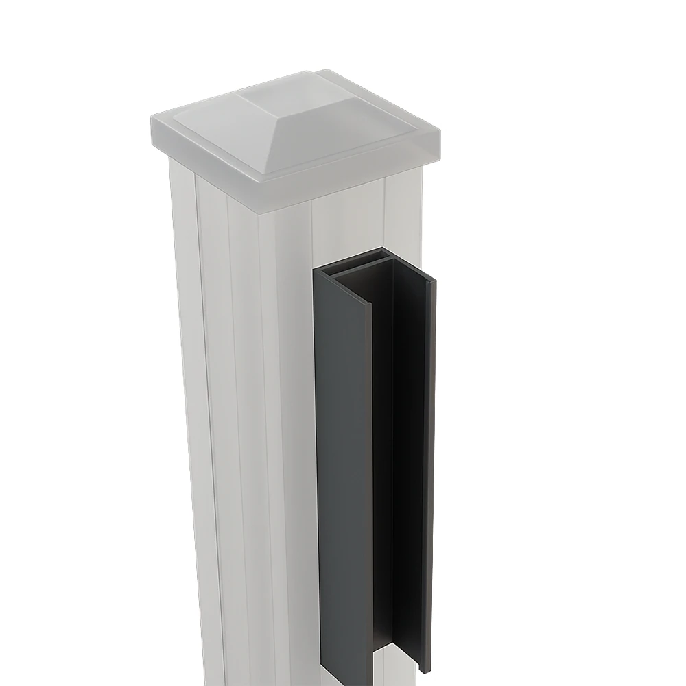 Black Aluminum U-Channel 9 6 U-Channel 96" – For H-Post (Corners & T’s) – Black Aluminum - Image 1